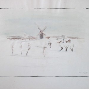 Winterlandschaft mit Mühle