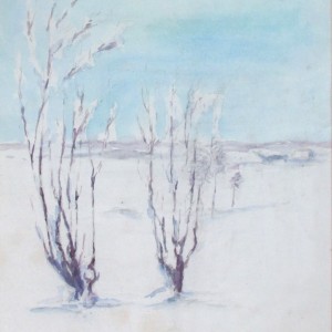 Winterlandschaft mit zwei Sträuchern